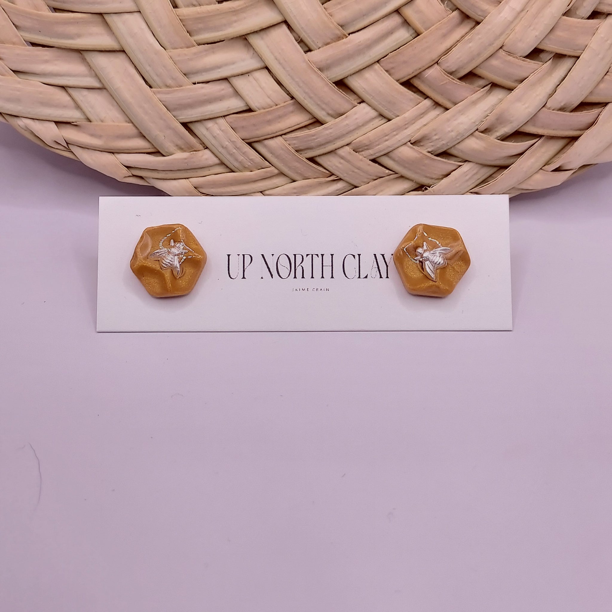Honey Bee Honeycomb Studs