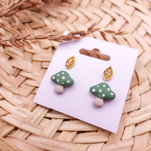 Leaf and Mushroom Stud Pack