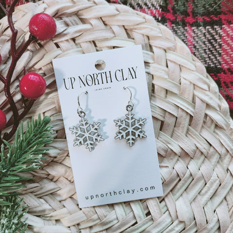 White Enamel Snowflake earrings