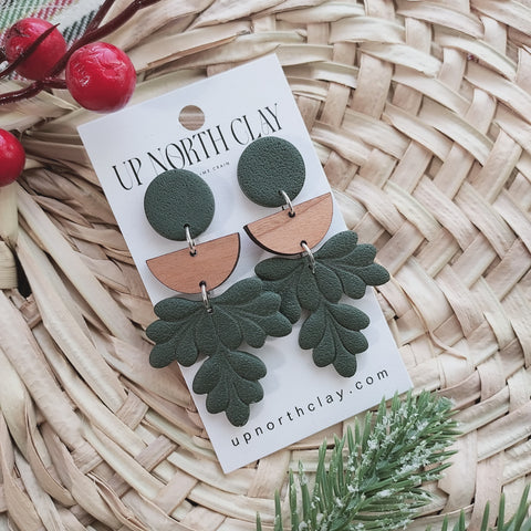 Flora Holiday Statement Dangle (Pine and Silver)