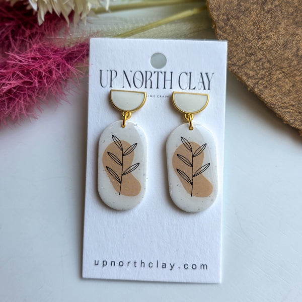 White on White Enamel Post Floral Dangles