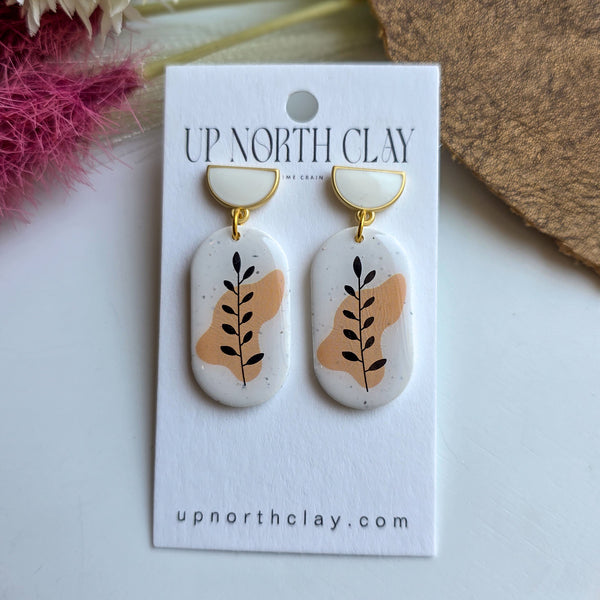 White on White Enamel Post Floral Dangles