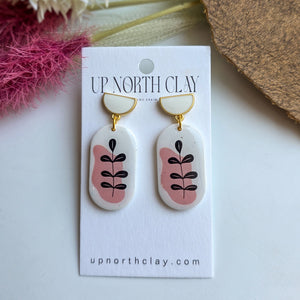 White on White Enamel Post Floral Dangles