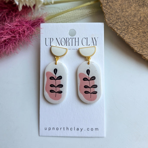 White on White Enamel Post Floral Dangles