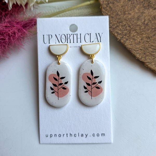 White on White Enamel Post Floral Dangles