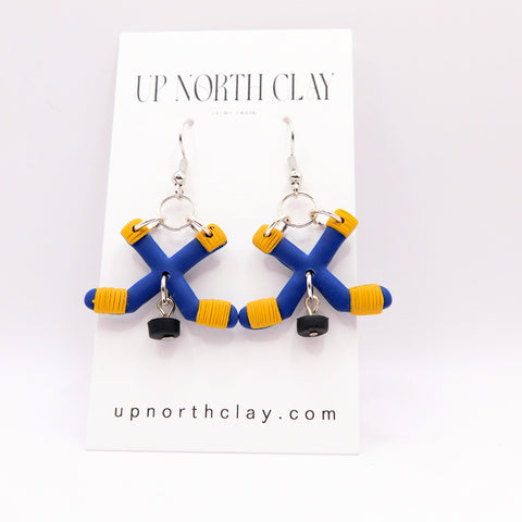 Blue and Yellow Hockey Earrings