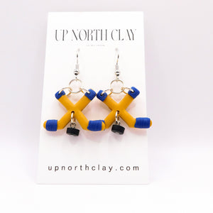 Yellow and Blue Hockey Earrings