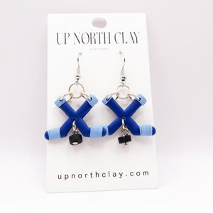 Blue and Light Blue Hockey Earrings