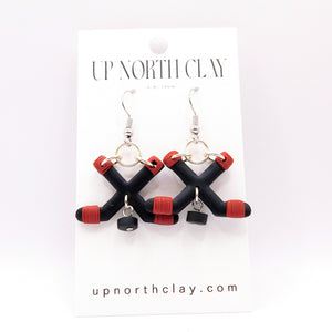 Black and Red Hockey Earrings